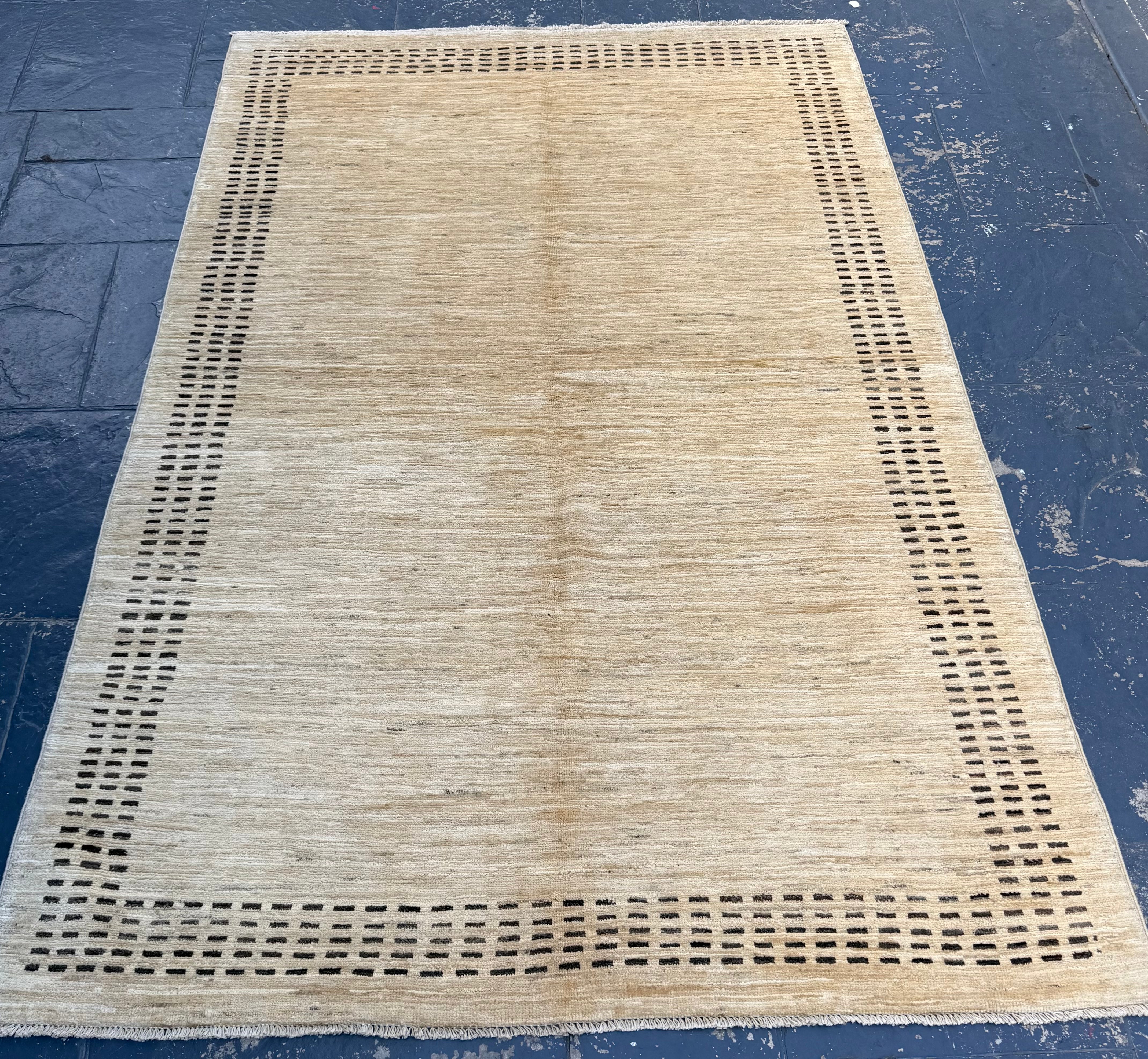 Handmade Afghan Modern Cream Rug, 225 x 145 CM