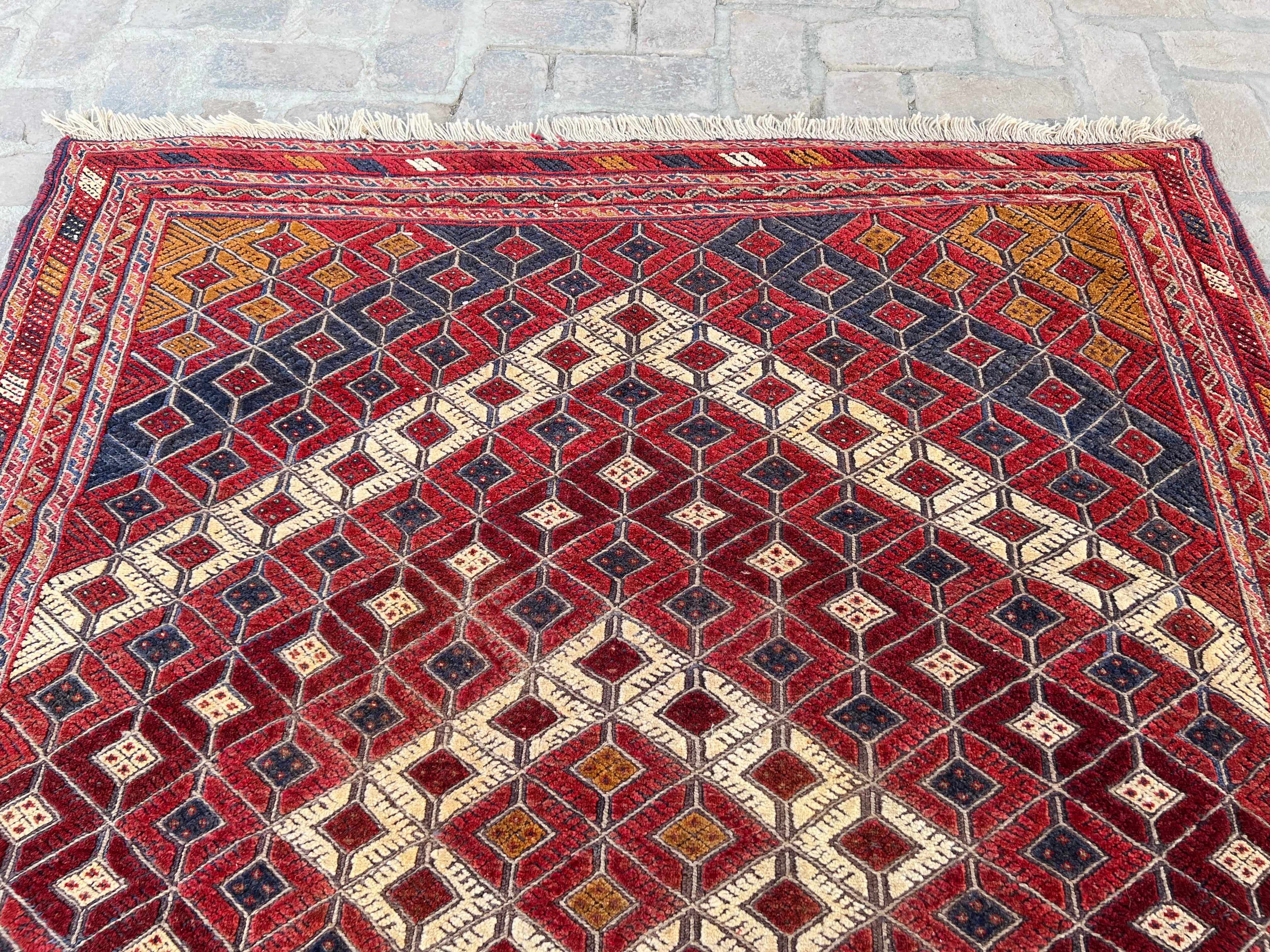 Handmade Afghan Tribal Meshwani Rug 195 CM x 163 CM KAB# 10373