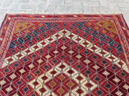 Handmade Afghan Tribal Meshwani Rug 195 CM x 163 CM( KAB# 10373)