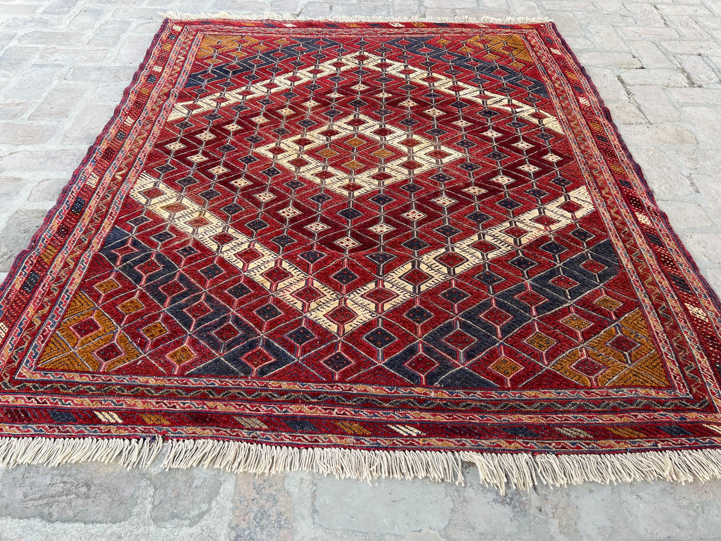 Handmade Afghan Tribal Meshwani Rug 195 CM x 163 CM( KAB# 10373)