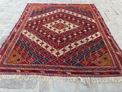 Handmade Afghan Tribal Meshwani Rug 195 CM x 163 CM( KAB# 10373)