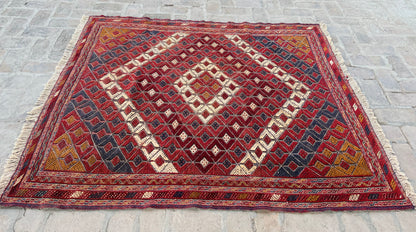Handmade Afghan Tribal Meshwani Rug 195 CM x 163 CM( KAB# 10373)