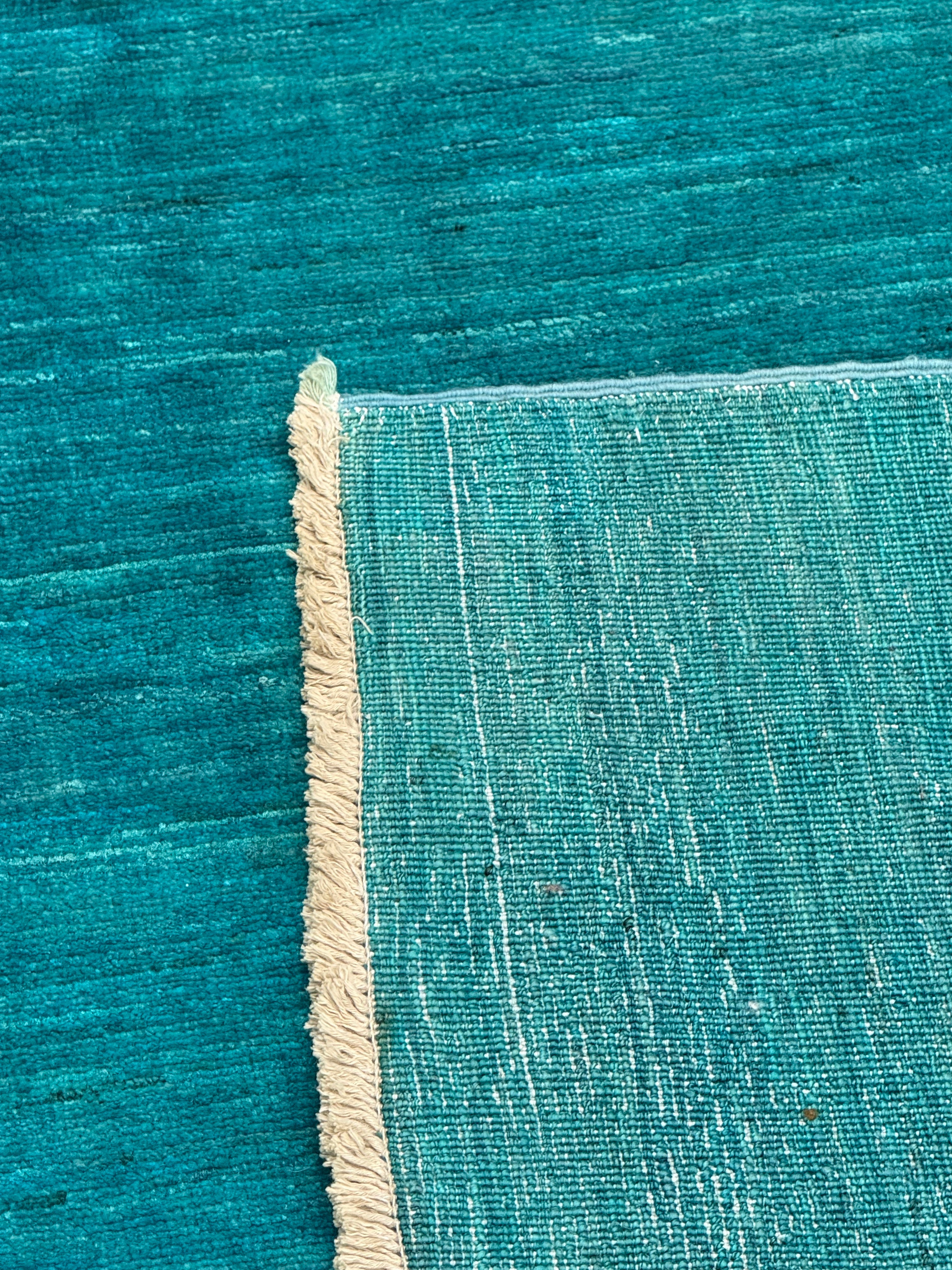 Handmade Ocean Blue Modern Wool Rug,  200 CM x 160 CM