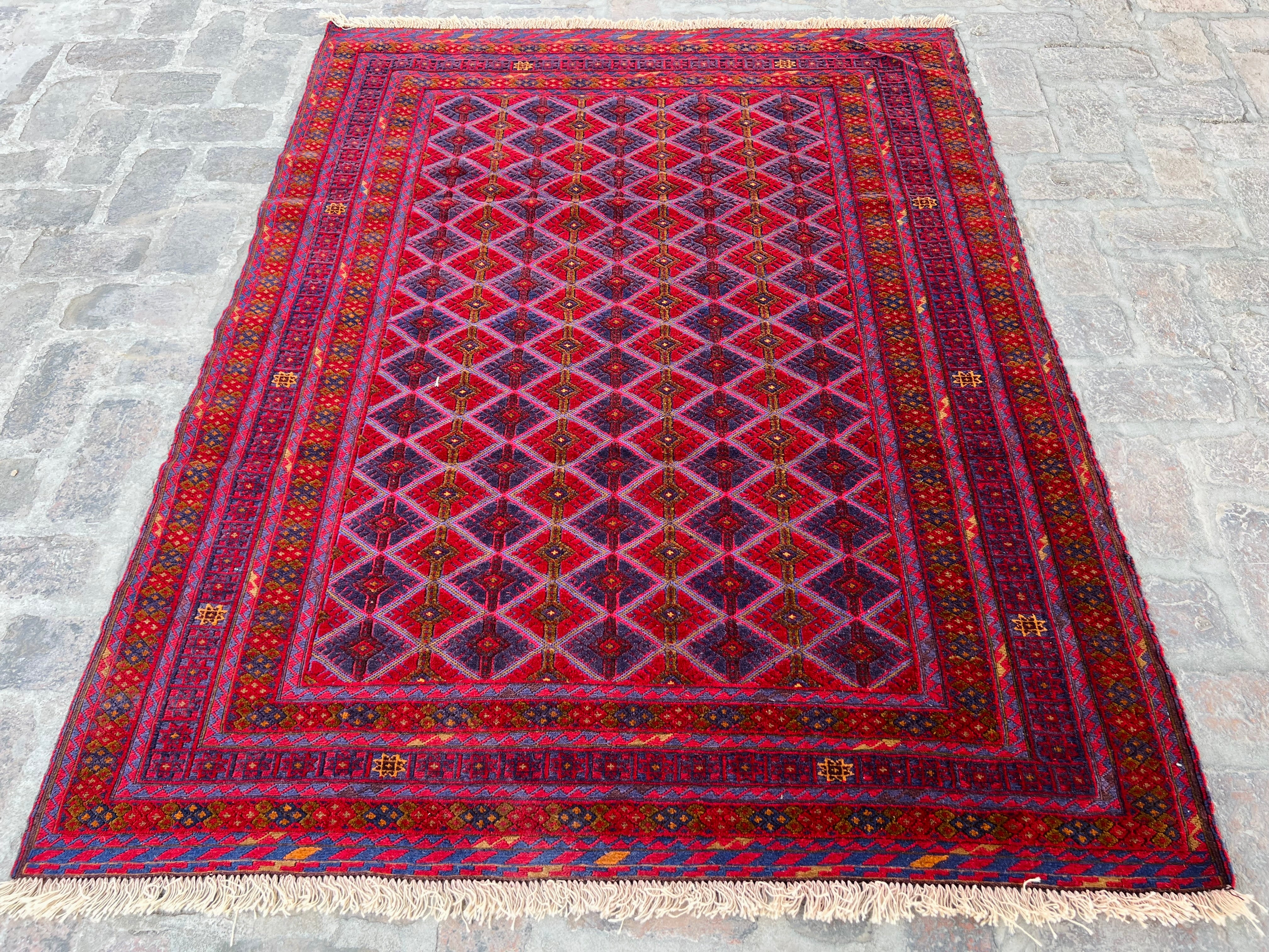 Handmade Afghan Tribal Meshwani Rug 195 CM x 145 CM KAB# 10390
