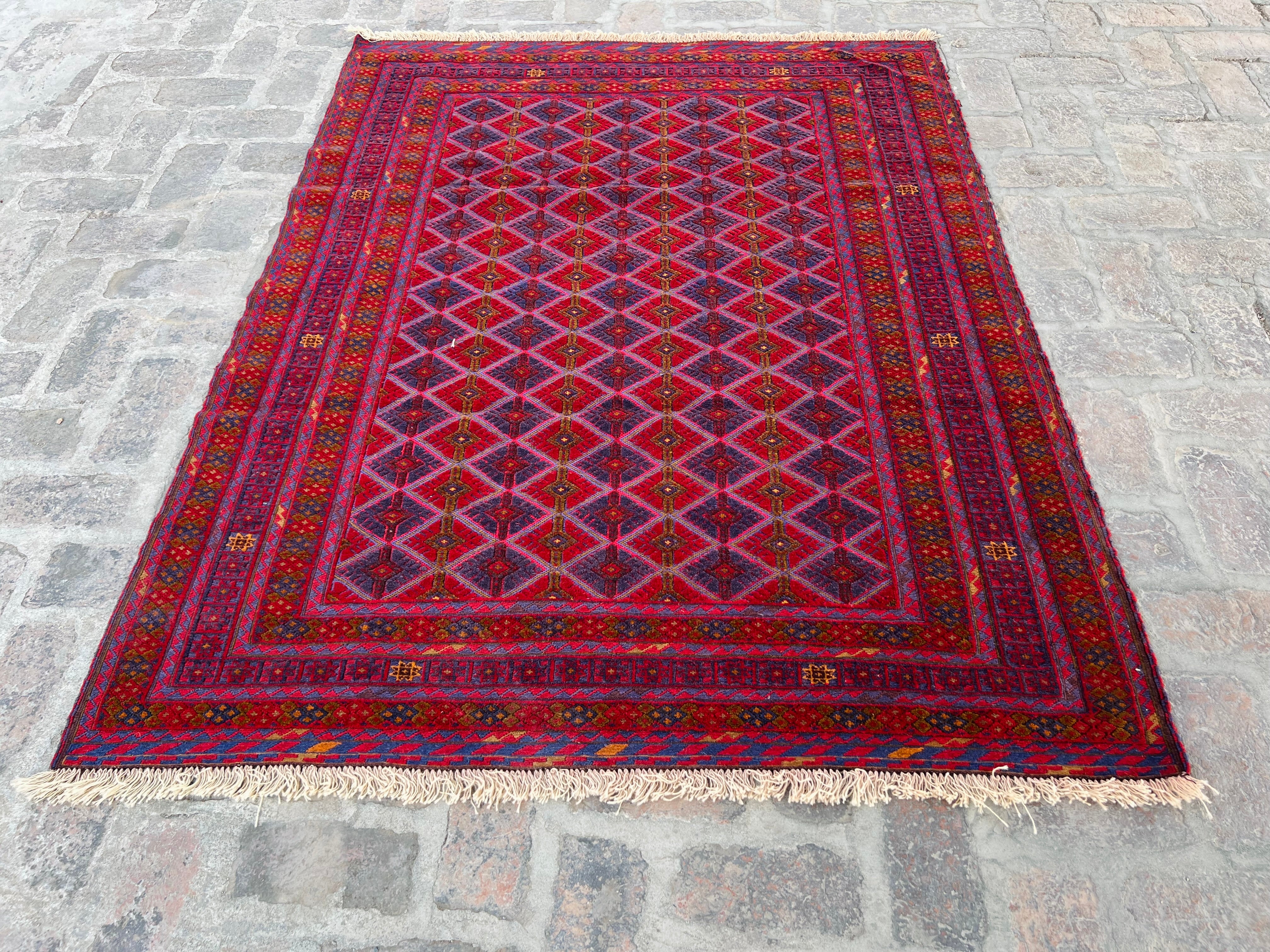 Handmade Afghan Tribal Meshwani Rug 195 CM x 145 CM KAB# 10390