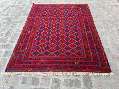 Handmade Afghan Tribal Meshwani Rug 195 CM x 145 CM( KAB# 10390)