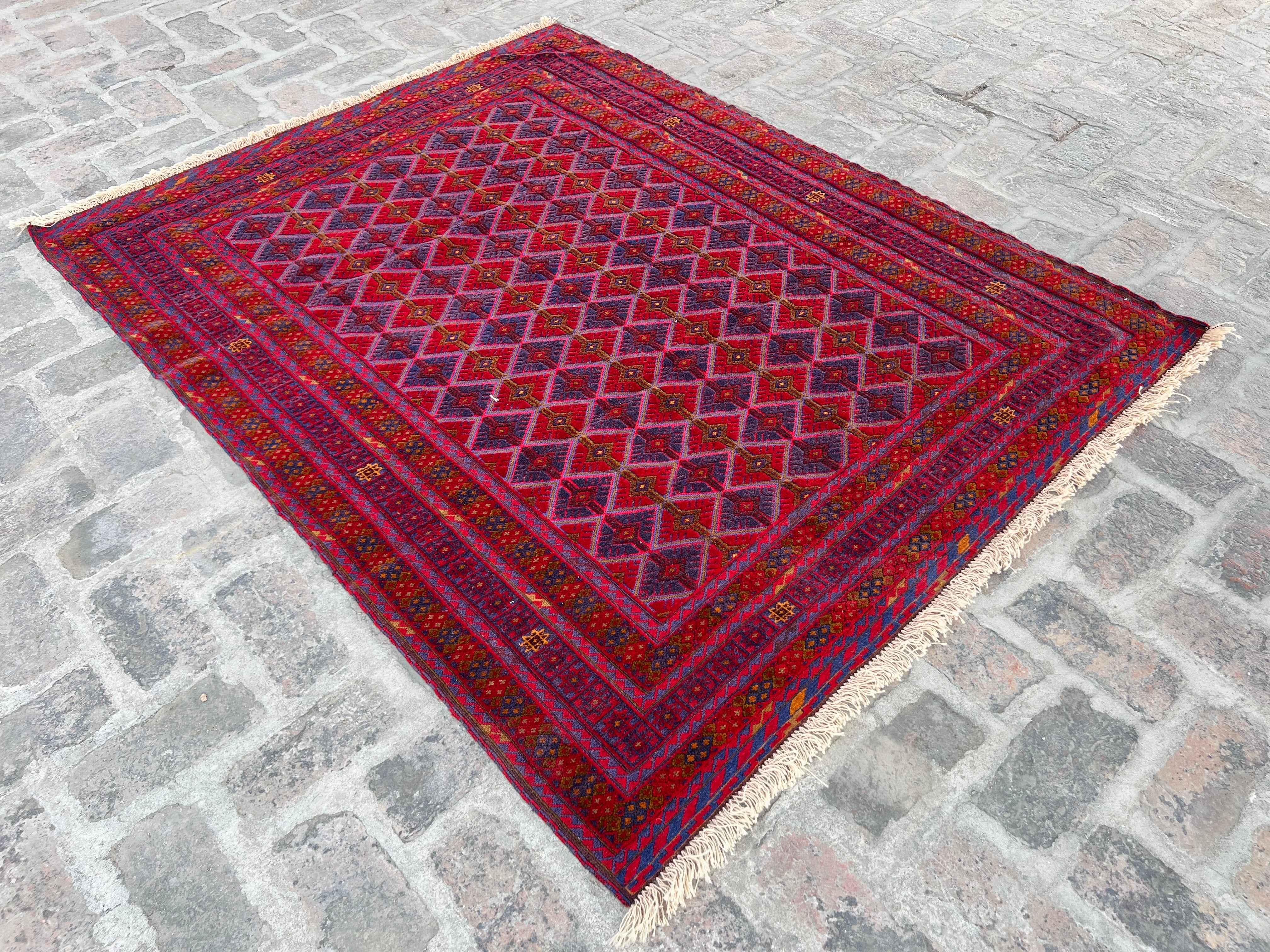 Handmade Afghan Tribal Meshwani Rug 195 CM x 145 CM KAB# 10390