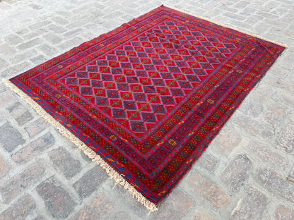 Handmade Afghan Tribal Meshwani Rug 195 CM x 145 CM( KAB# 10390)
