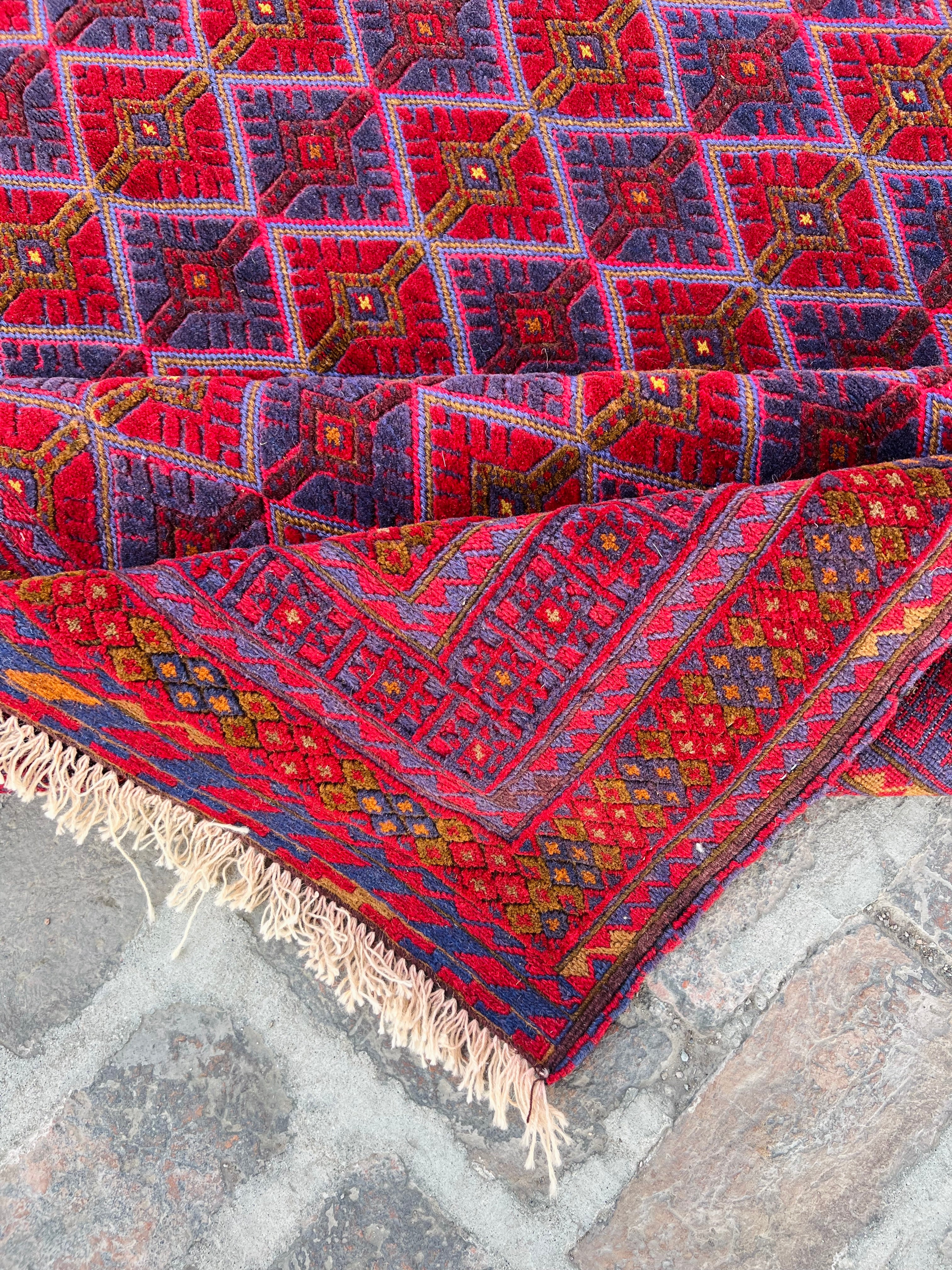 Handmade Afghan Tribal Meshwani Rug 195 CM x 145 CM KAB# 10390