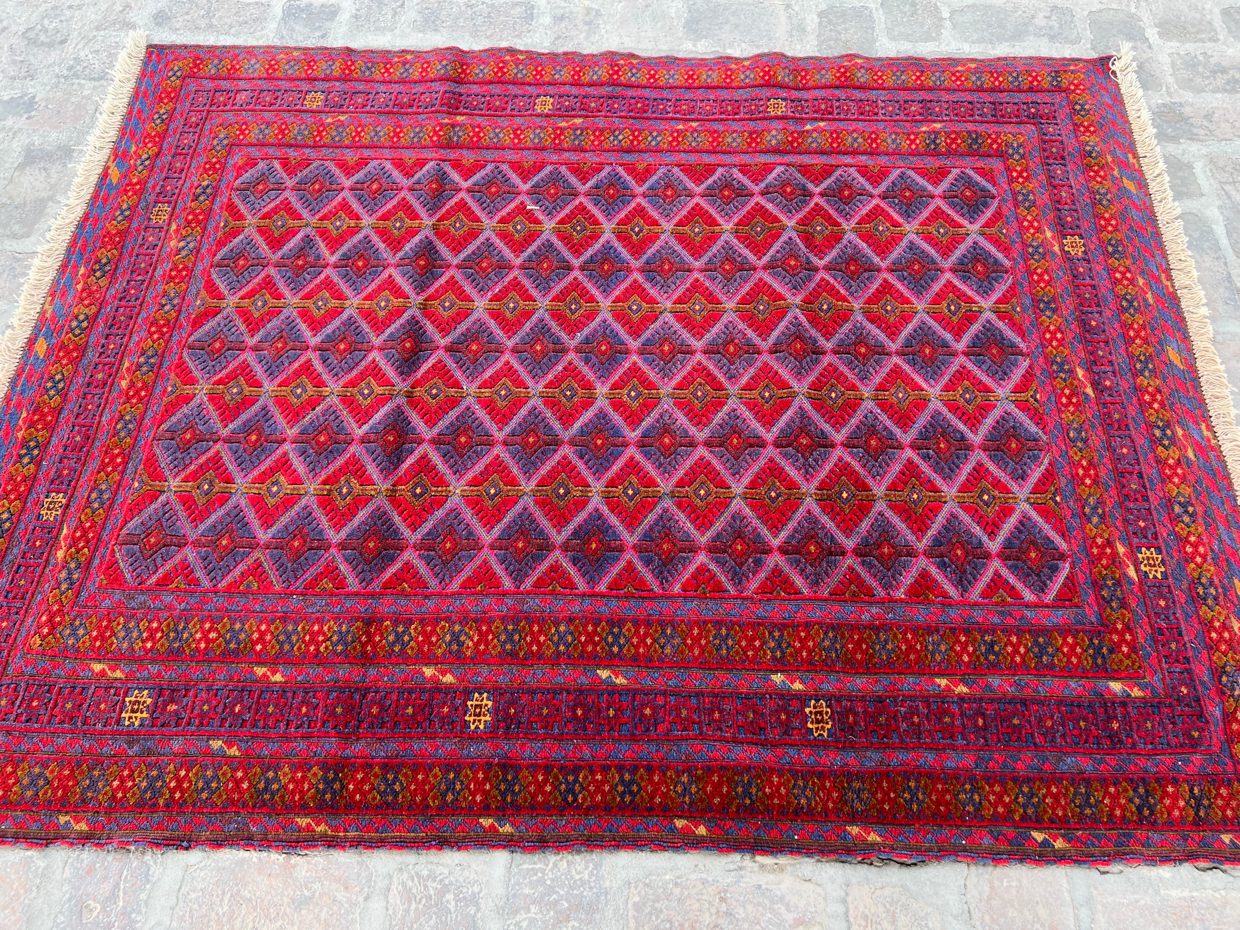 Handmade Afghan Tribal Meshwani Rug 195 CM x 145 CM KAB# 10390