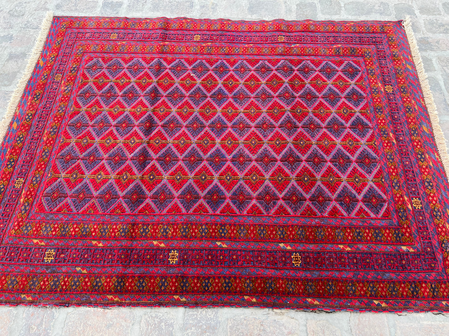 Handmade Afghan Tribal Meshwani Rug 195 CM x 145 CM( KAB# 10390)