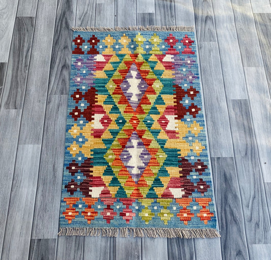 Handmade Afghan Chobi Kilim Rug 90 CM x 60 CM ( SS # 26 ).