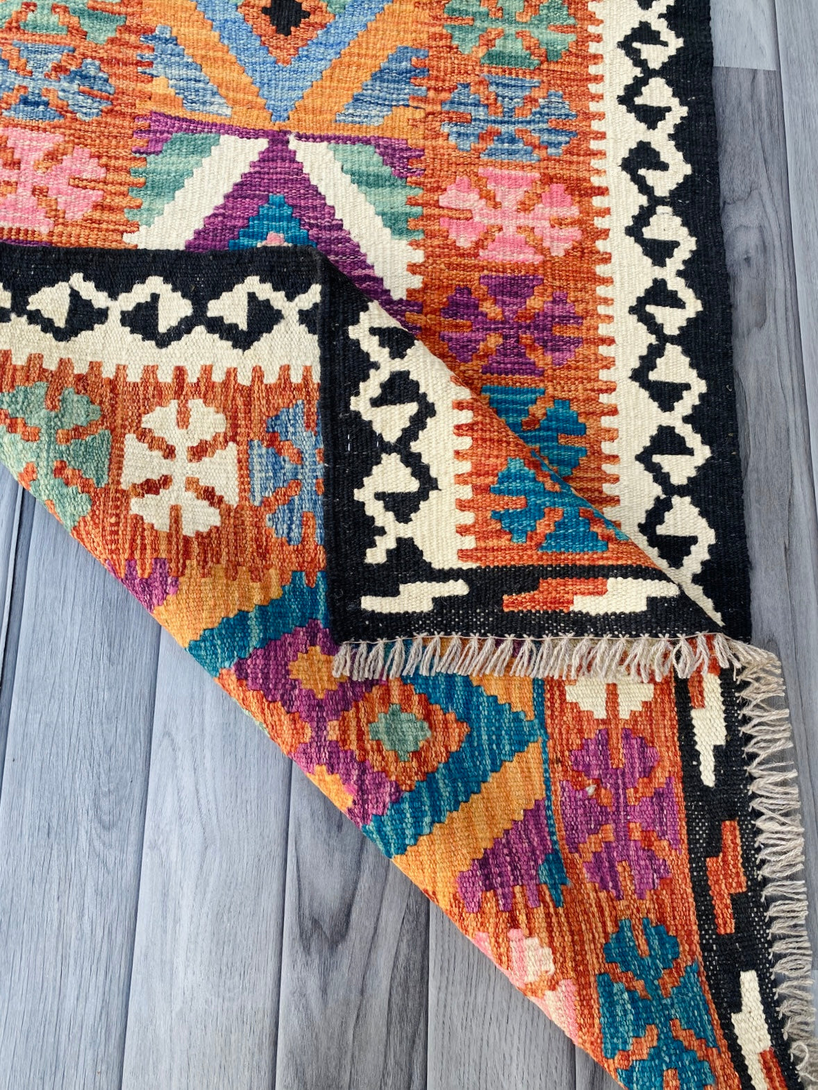 Handmade Afghan Chobi Kilim Hallway Runner Rug 199 CM x 73 CM ( SS # 100)