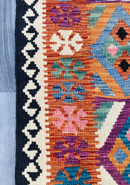 Handmade Afghan Chobi Kilim Hallway Runner Rug 199 CM x 73 CM ( SS # 100)
