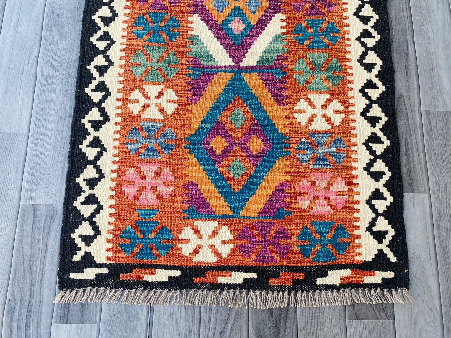 Handmade Afghan Chobi Kilim Hallway Runner Rug 199 CM x 73 CM ( SS # 100)