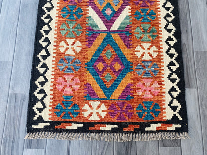 Handmade Afghan Chobi Kilim Hallway Runner Rug 199 CM x 73 CM ( SS # 100)
