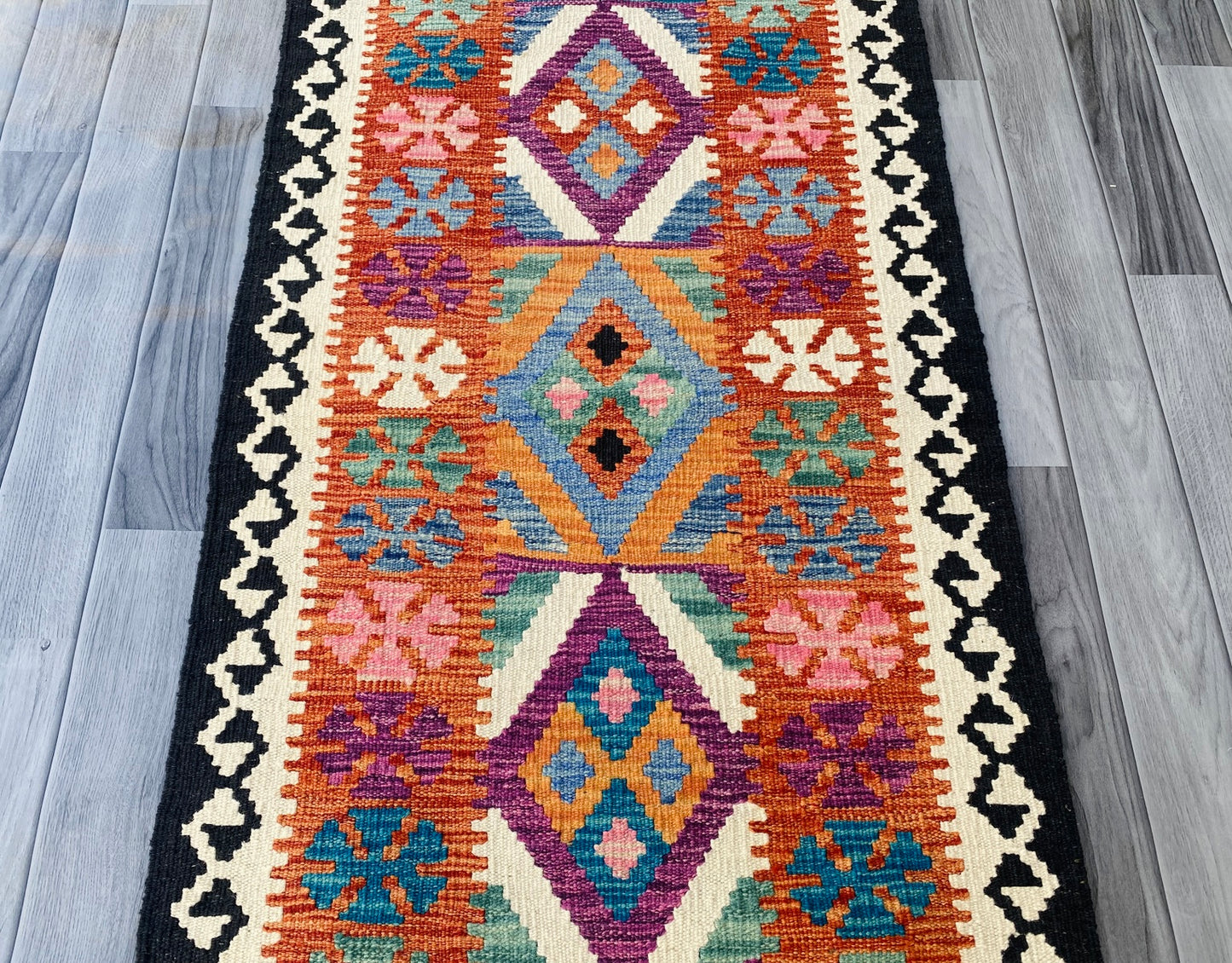 Handmade Afghan Chobi Kilim Hallway Runner Rug 199 CM x 73 CM ( SS # 100)