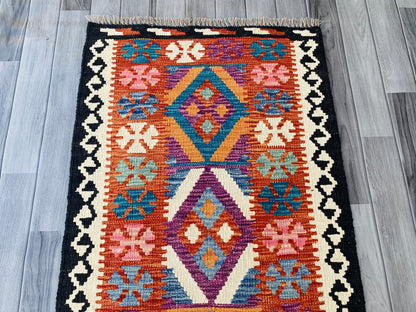 Handmade Afghan Chobi Kilim Hallway Runner Rug 199 CM x 73 CM ( SS # 100)