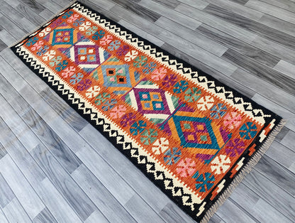Handmade Afghan Chobi Kilim Hallway Runner Rug 199 CM x 73 CM ( SS # 100)