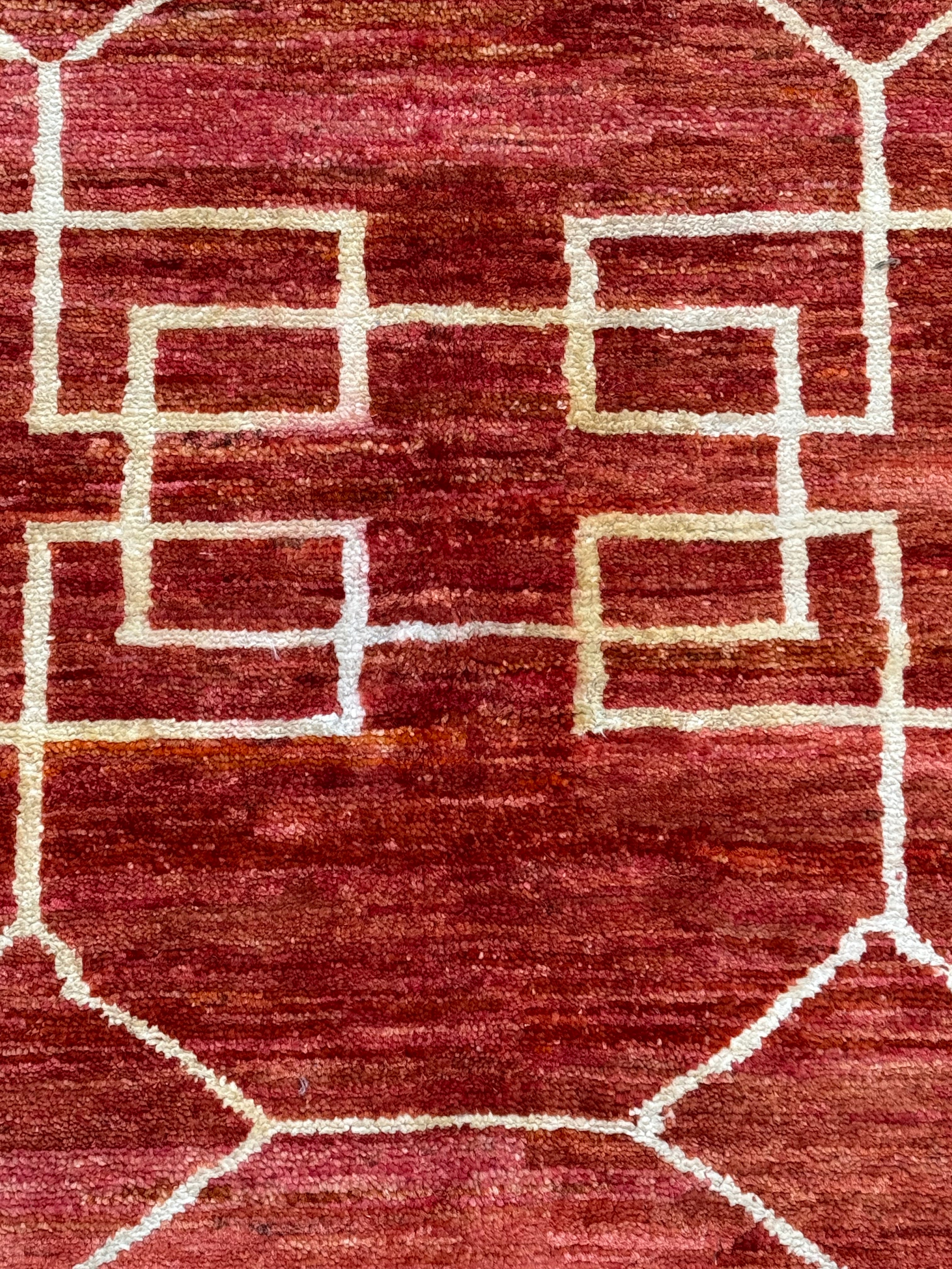 Handmade Rust Red Geometric Modern Wool Rug,  285 CM x 205 CM