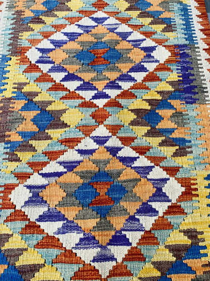 Handmade Afghan Chobi Kilim Hallway Runner Rug 201 CM x 71 CM ( SS # 101)