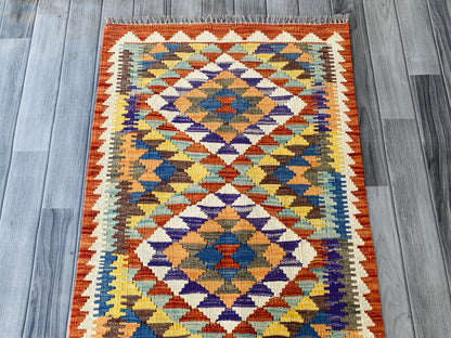 Handmade Afghan Chobi Kilim Hallway Runner Rug 201 CM x 71 CM ( SS # 101)