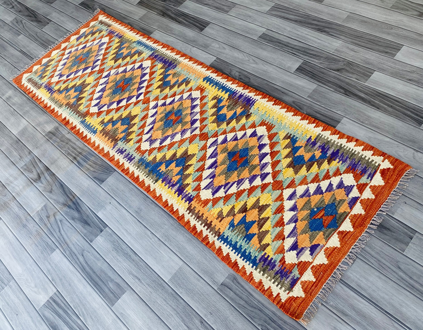 Handmade Afghan Chobi Kilim Hallway Runner Rug 201 CM x 71 CM ( SS # 101)