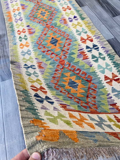 Handmade Afghan Chobi Kilim Hallway Runner Rug 200 CM x 71 CM ( SS # 97)