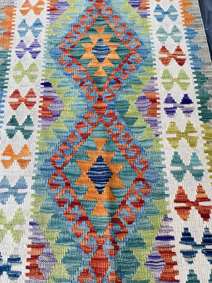 Handmade Afghan Chobi Kilim Hallway Runner Rug 200 CM x 71 CM ( SS # 97)