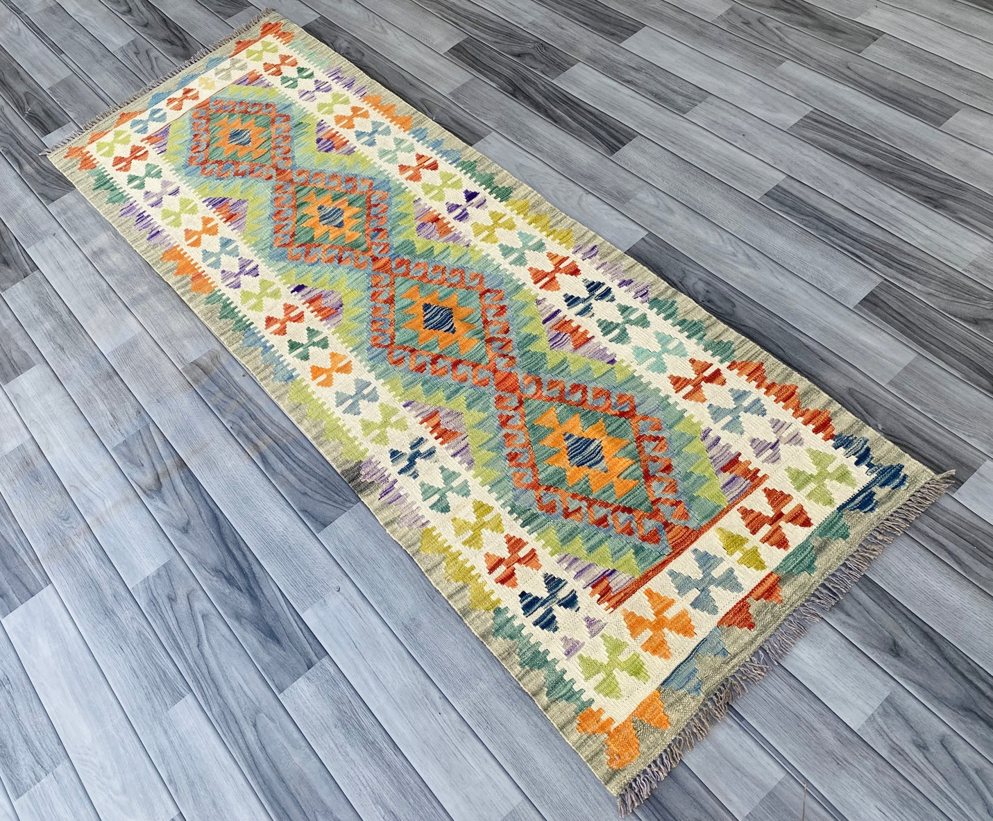 Handmade Afghan Chobi Kilim Hallway Runner Rug 200 CM x 71 CM ( SS # 97)