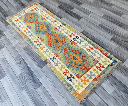 Handmade Afghan Chobi Kilim Hallway Runner Rug 200 CM x 71 CM ( SS # 97)