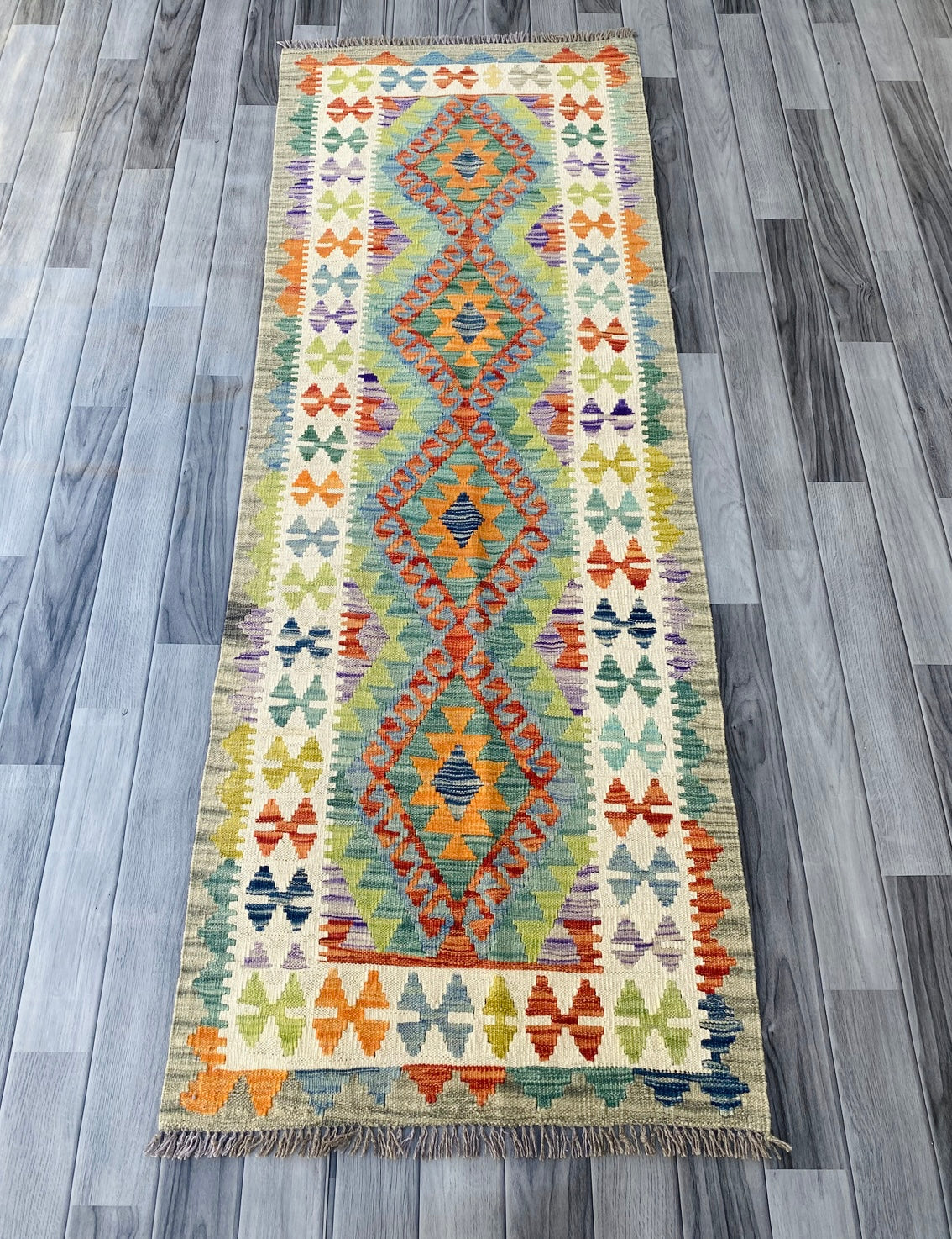 Handmade Afghan Chobi Kilim Hallway Runner Rug 200 CM x 71 CM ( SS # 97)