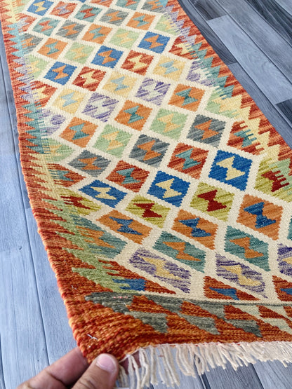 Handmade Afghan Chobi Kilim Hallway Runner Rug 190  CM x 72 CM ( SS # 98)