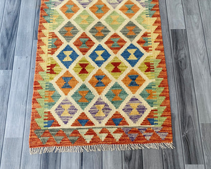 Handmade Afghan Chobi Kilim Hallway Runner Rug 190  CM x 72 CM ( SS # 98)