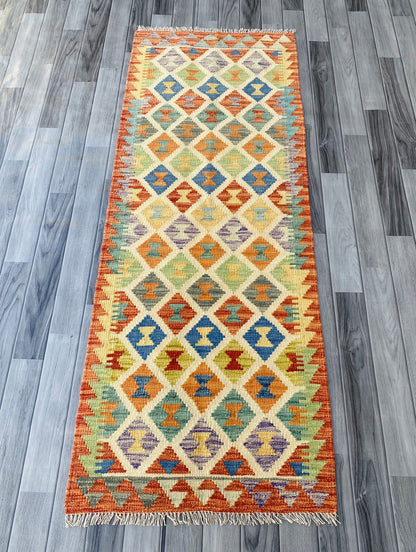 Handmade Afghan Chobi Kilim Hallway Runner Rug 190  CM x 72 CM ( SS # 98)