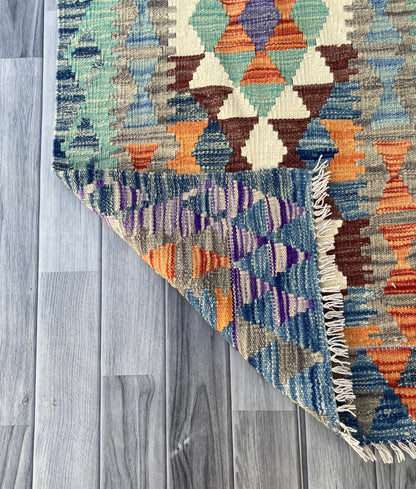Handmade Afghan Chobi Kilim Hallway Runner Rug 197 CM x 68 CM ( SS # 96)