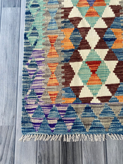 Handmade Afghan Chobi Kilim Hallway Runner Rug 197 CM x 68 CM ( SS # 96)