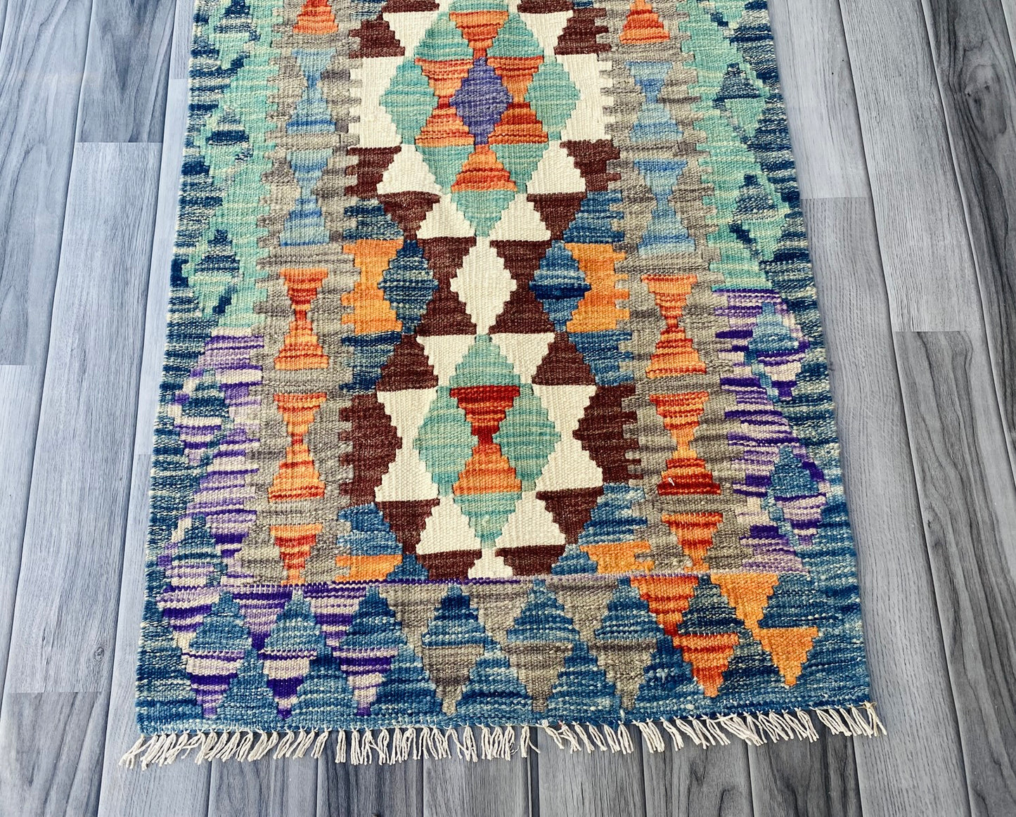 Handmade Afghan Chobi Kilim Hallway Runner Rug 197 CM x 68 CM ( SS # 96)