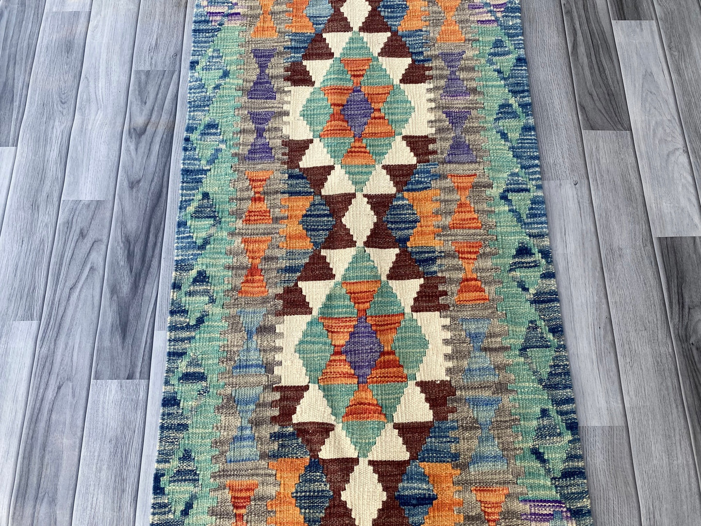 Handmade Afghan Chobi Kilim Hallway Runner Rug 197 CM x 68 CM ( SS # 96)