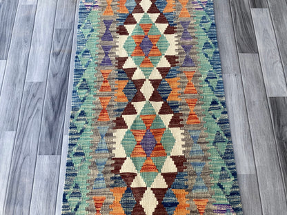 Handmade Afghan Chobi Kilim Hallway Runner Rug 197 CM x 68 CM ( SS # 96)
