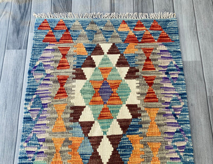 Handmade Afghan Chobi Kilim Hallway Runner Rug 197 CM x 68 CM ( SS # 96)