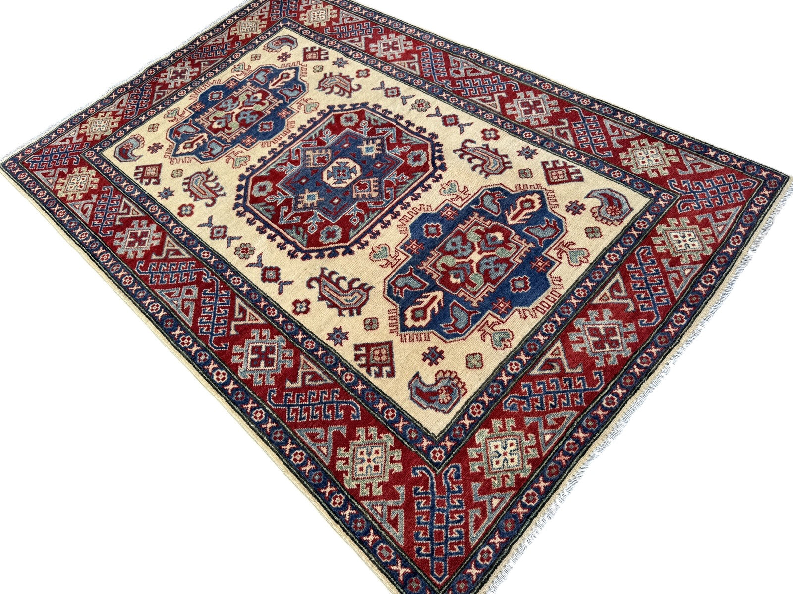 Handmade Afghan Kazak wool  Rug 215 CM x 145 CM SK#1517