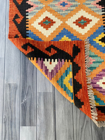 Handmade Afghan Chobi Kilim Hallway Runner Rug 193 CM x 70 CM ( SS # 94)