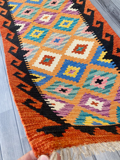 Handmade Afghan Chobi Kilim Hallway Runner Rug 193 CM x 70 CM ( SS # 94)