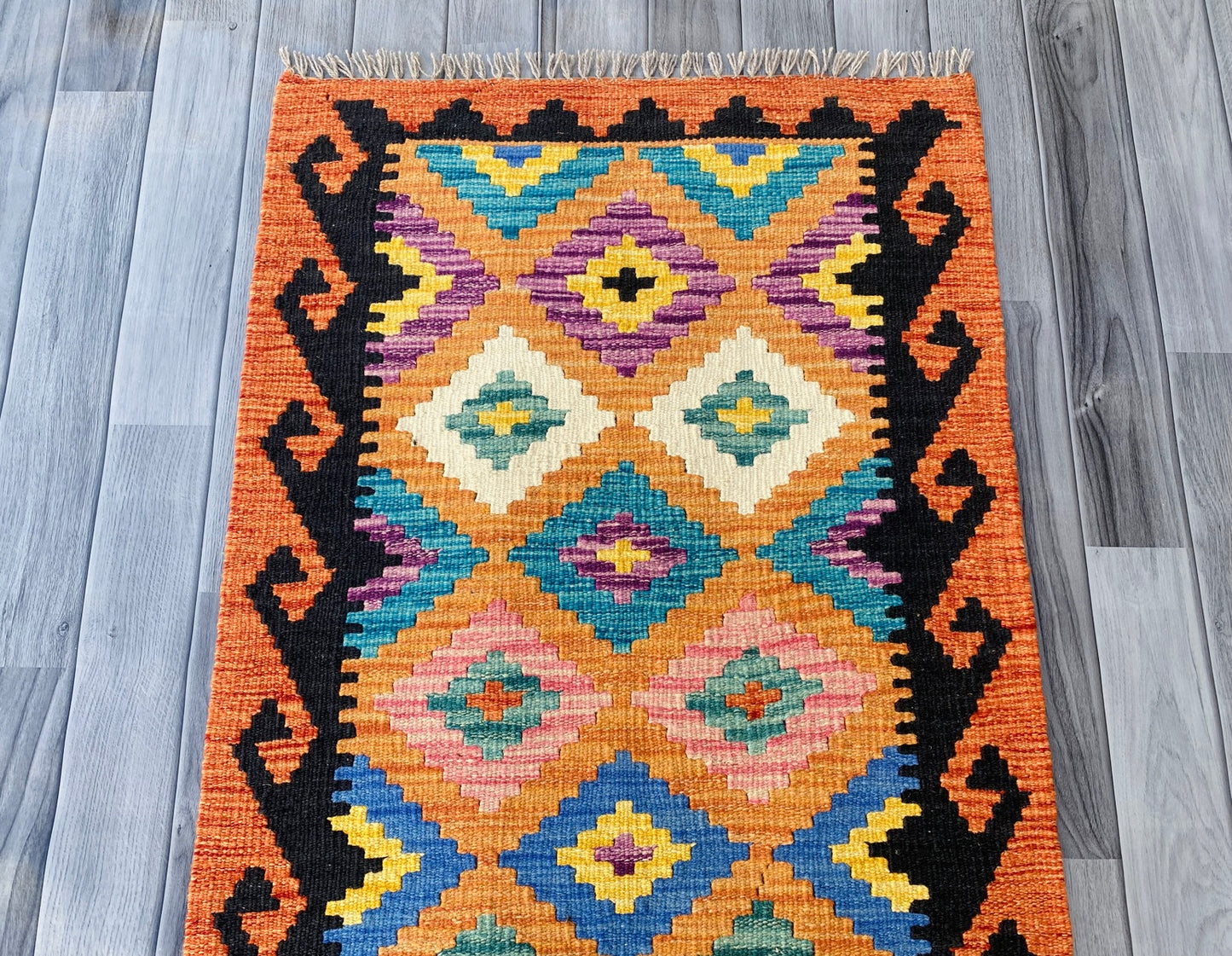 Handmade Afghan Chobi Kilim Hallway Runner Rug 193 CM x 70 CM ( SS # 94)