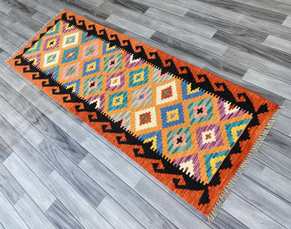 Handmade Afghan Chobi Kilim Hallway Runner Rug 193 CM x 70 CM ( SS # 94)