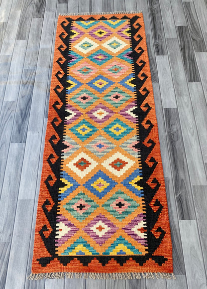 Handmade Afghan Chobi Kilim Hallway Runner Rug 193 CM x 70 CM ( SS # 94)