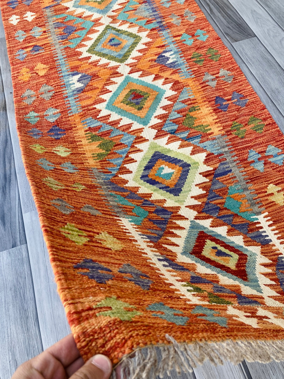 Handmade Afghan Chobi Kilim Hallway Runner Rug 191  CM x 74 CM ( SS # 99)