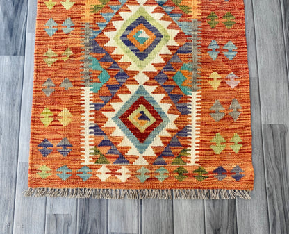Handmade Afghan Chobi Kilim Hallway Runner Rug 191  CM x 74 CM ( SS # 99)