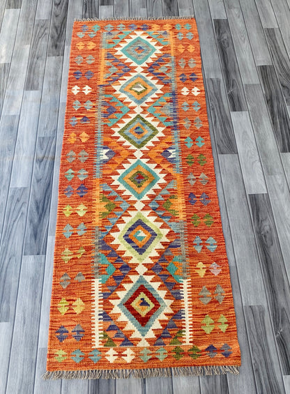 Handmade Afghan Chobi Kilim Hallway Runner Rug 191  CM x 74 CM ( SS # 99)